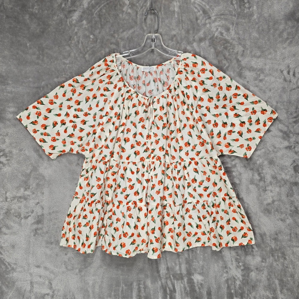 Sweet Salt Women XL Tiered Peasant Top Blouse Viscose Lightweight Babydoll Flowy